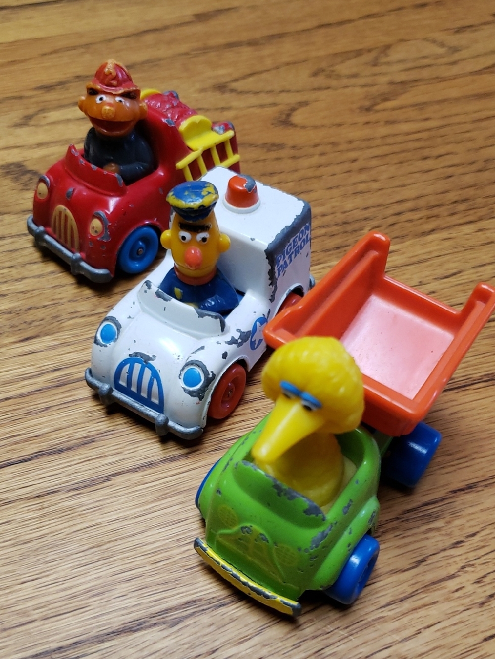 Sesame Street Character 1980's  Toy Cars  Red, White, Green, Orange,  Yellow